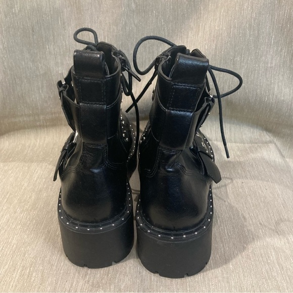 NASTY GAL Sz 38 Moto Style Studded Buckles Zipper Closure Ankle Vegan Boots NEW - Picture 9 of 9